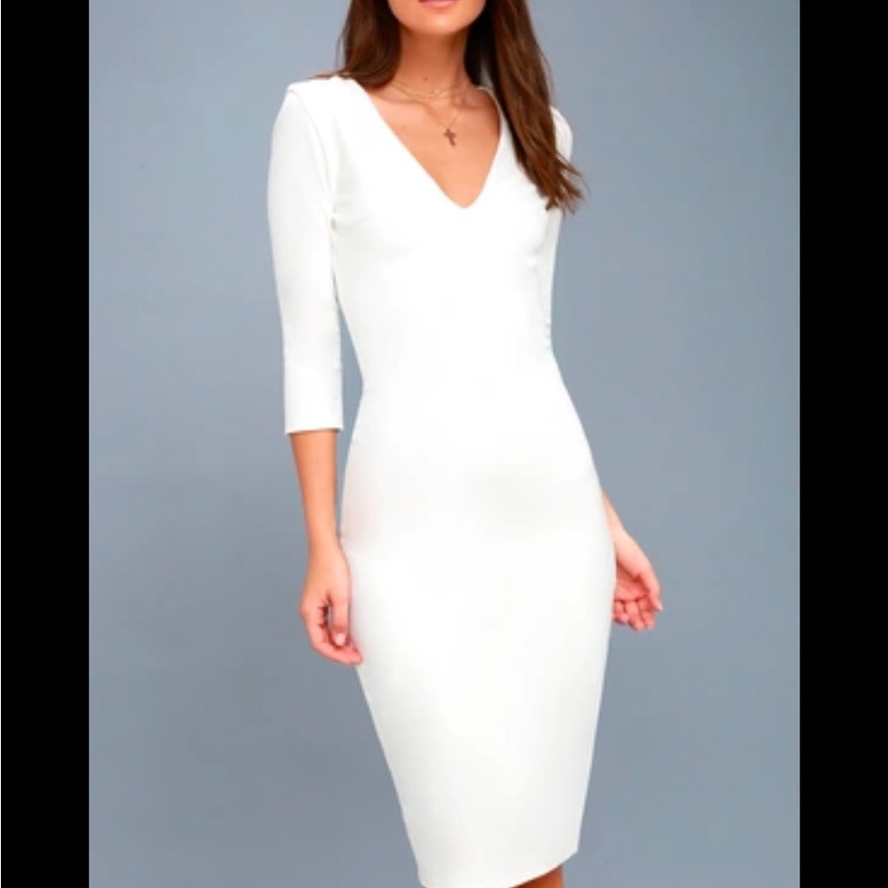 NWT LULUS Style and Slay White Bodycon Midi Dress